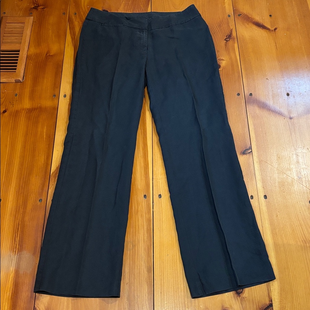 EILEEN FISHER 12 Charcoal Linen Blend Dress Pants Straight Leg Trousers